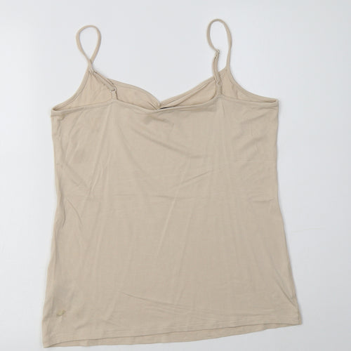 M&S Womens Beige  Viscose Camisole T-Shirt Size 14 V-Neck