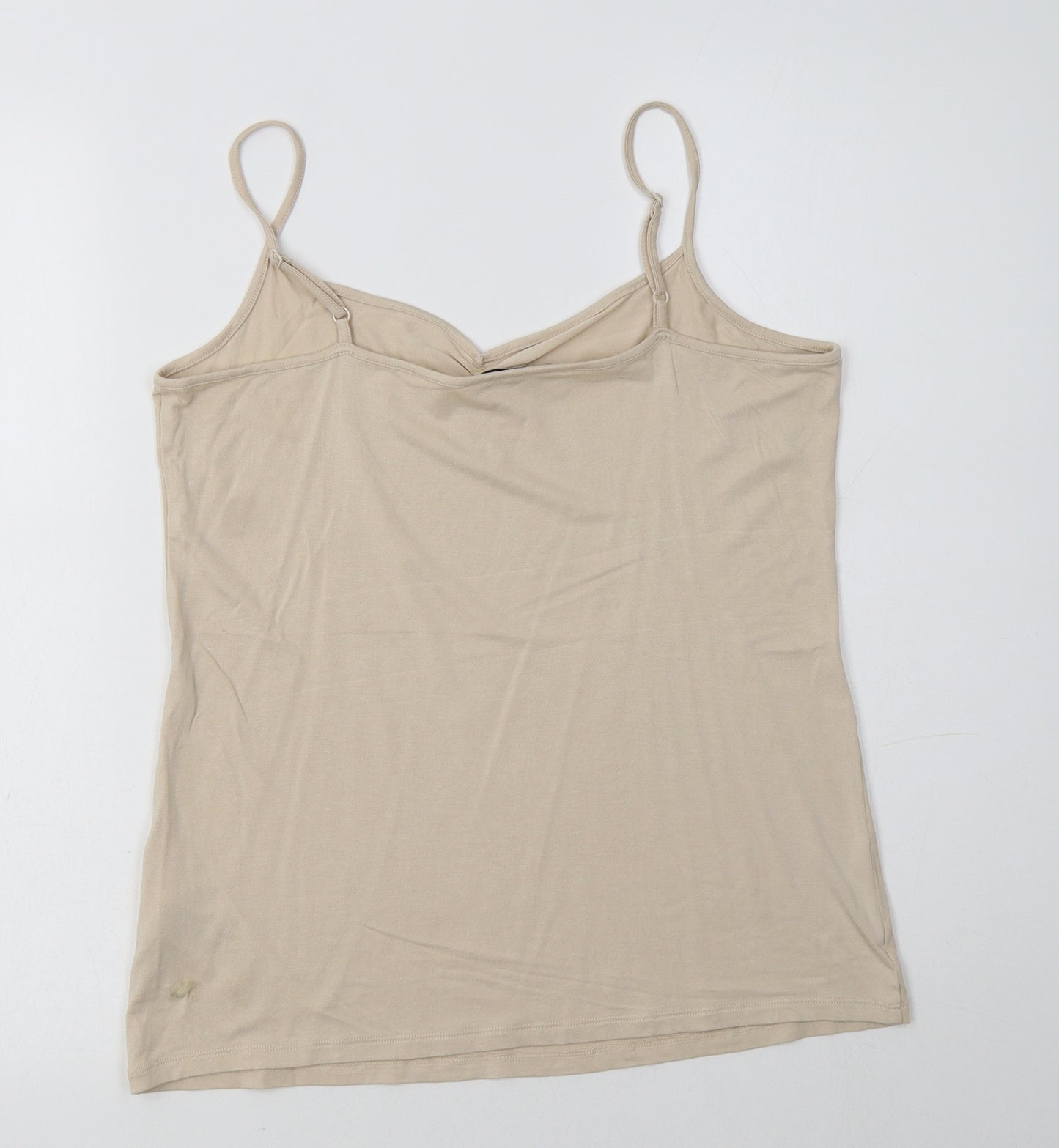 M&S Womens Beige  Viscose Camisole T-Shirt Size 14 V-Neck
