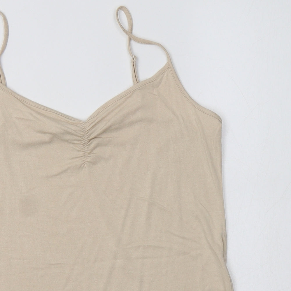 M&S Womens Beige  Viscose Camisole T-Shirt Size 14 V-Neck