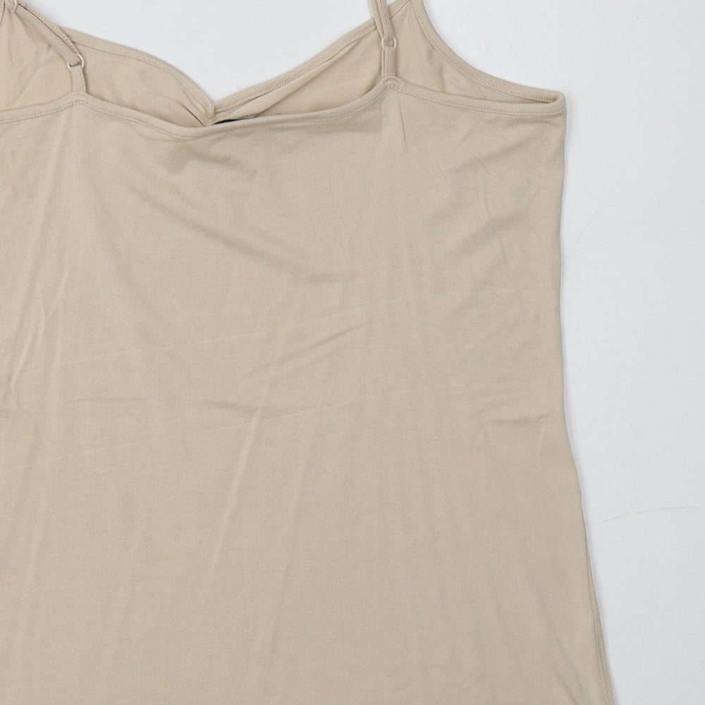 M&S Womens Beige  Viscose Camisole T-Shirt Size 14 V-Neck