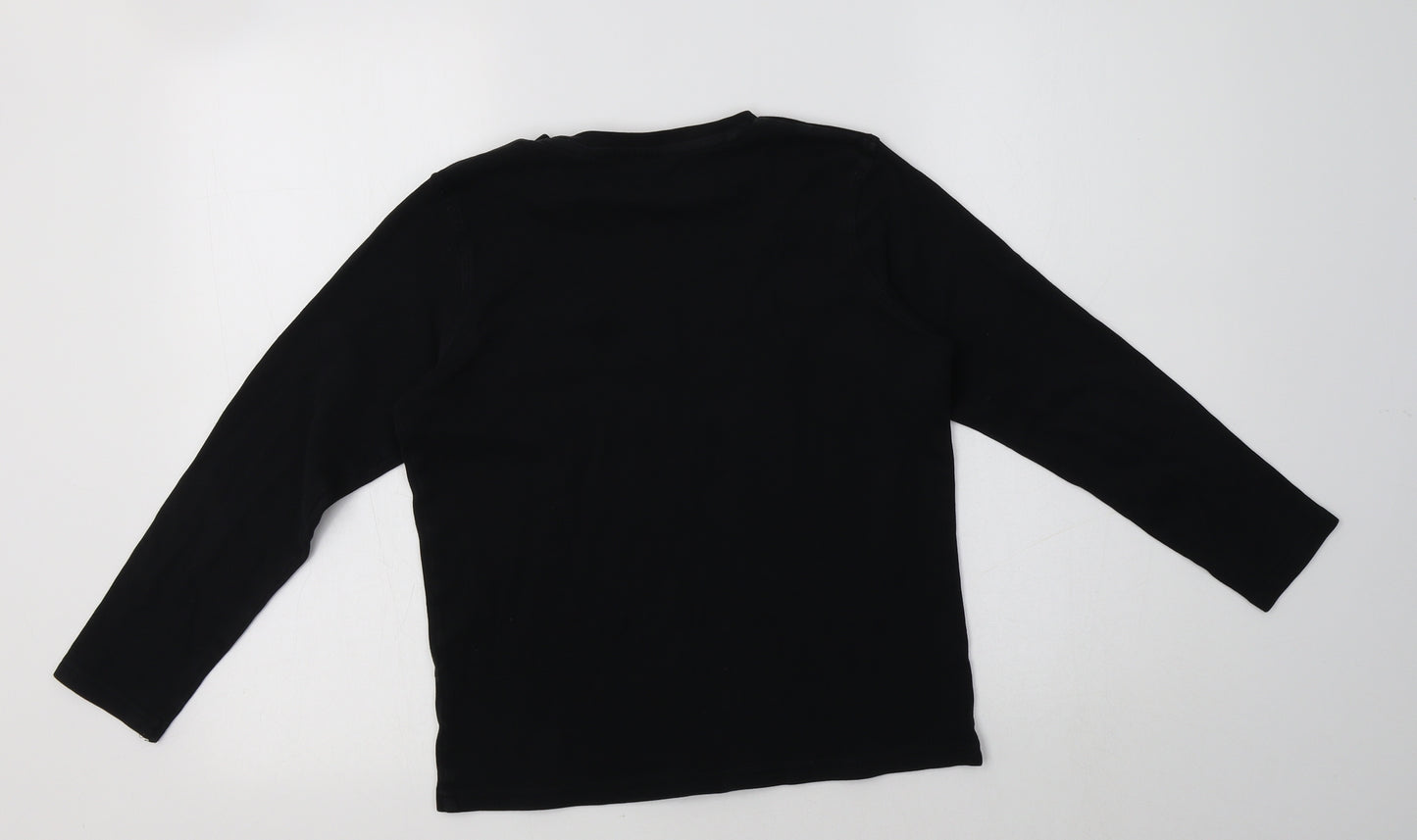 George Girls Black  Cotton Basic T-Shirt Size 12-13 Years Crew Neck  - Hugs