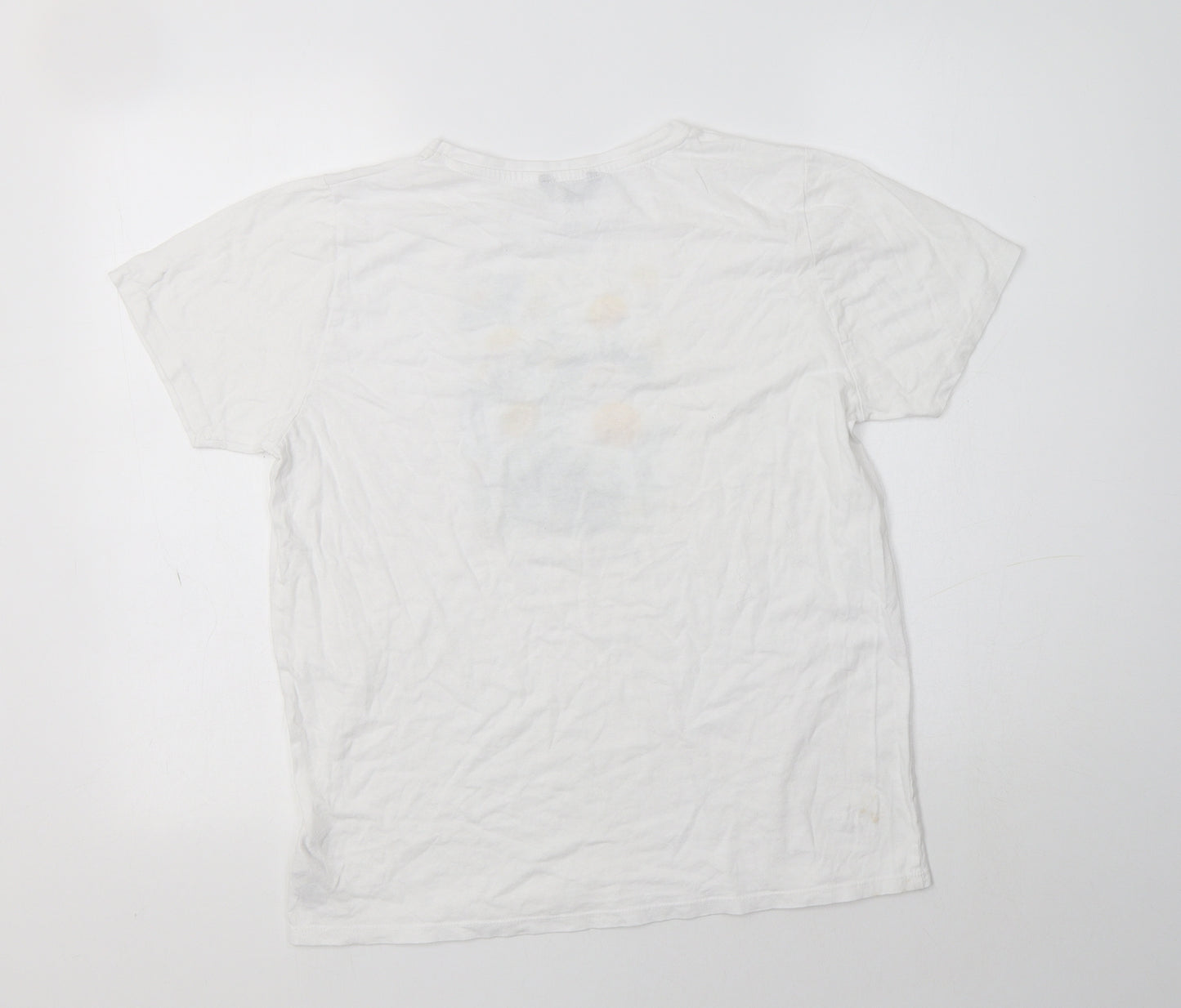 New Look Womens White  Cotton Basic T-Shirt Size 14 Crew Neck