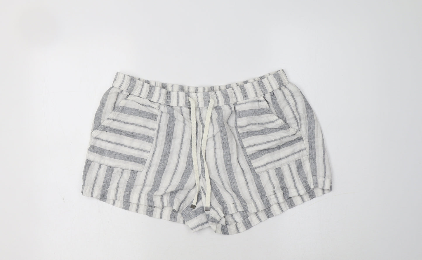 George Womens Grey Striped Linen Bermuda Shorts Size 16 L4 in Regular