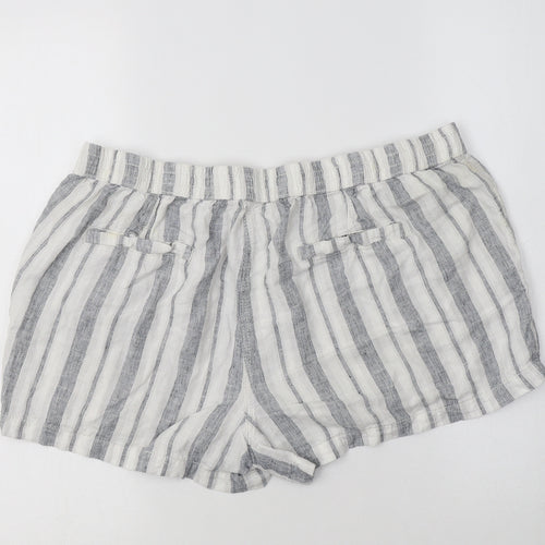 George Womens Grey Striped Linen Bermuda Shorts Size 16 L4 in Regular