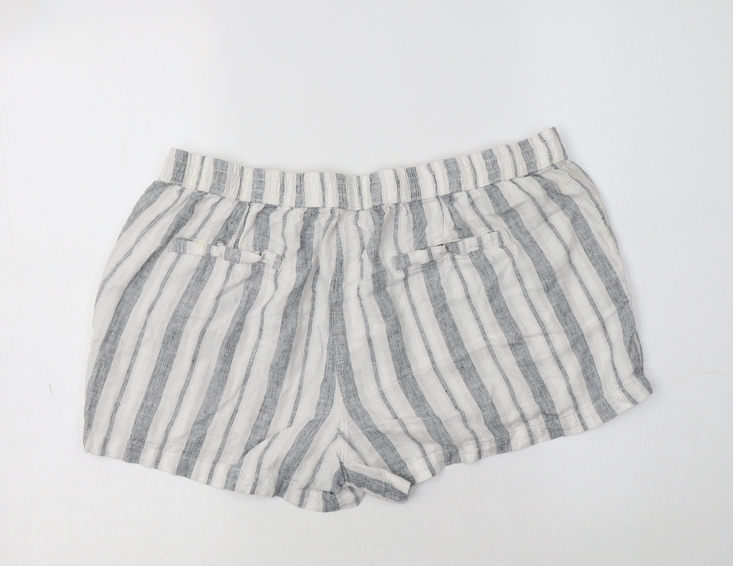 George Womens Grey Striped Linen Bermuda Shorts Size 16 L4 in Regular