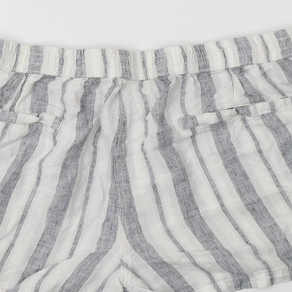 George Womens Grey Striped Linen Bermuda Shorts Size 16 L4 in Regular