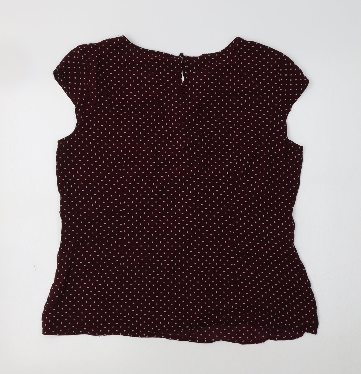 s.Oliver Womens Purple Polka Dot Viscose Basic Blouse Size 16 V-Neck