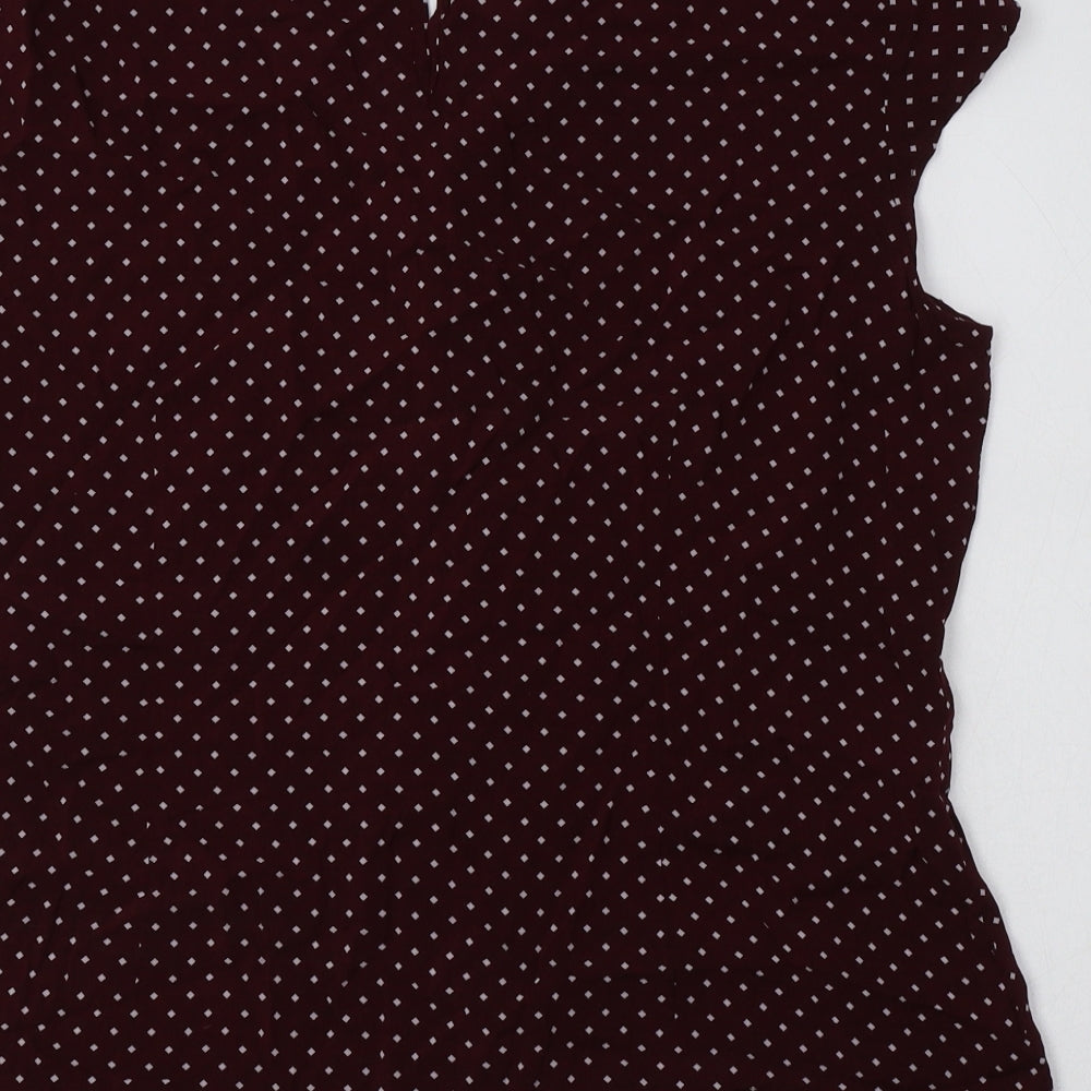 s.Oliver Womens Purple Polka Dot Viscose Basic Blouse Size 16 V-Neck