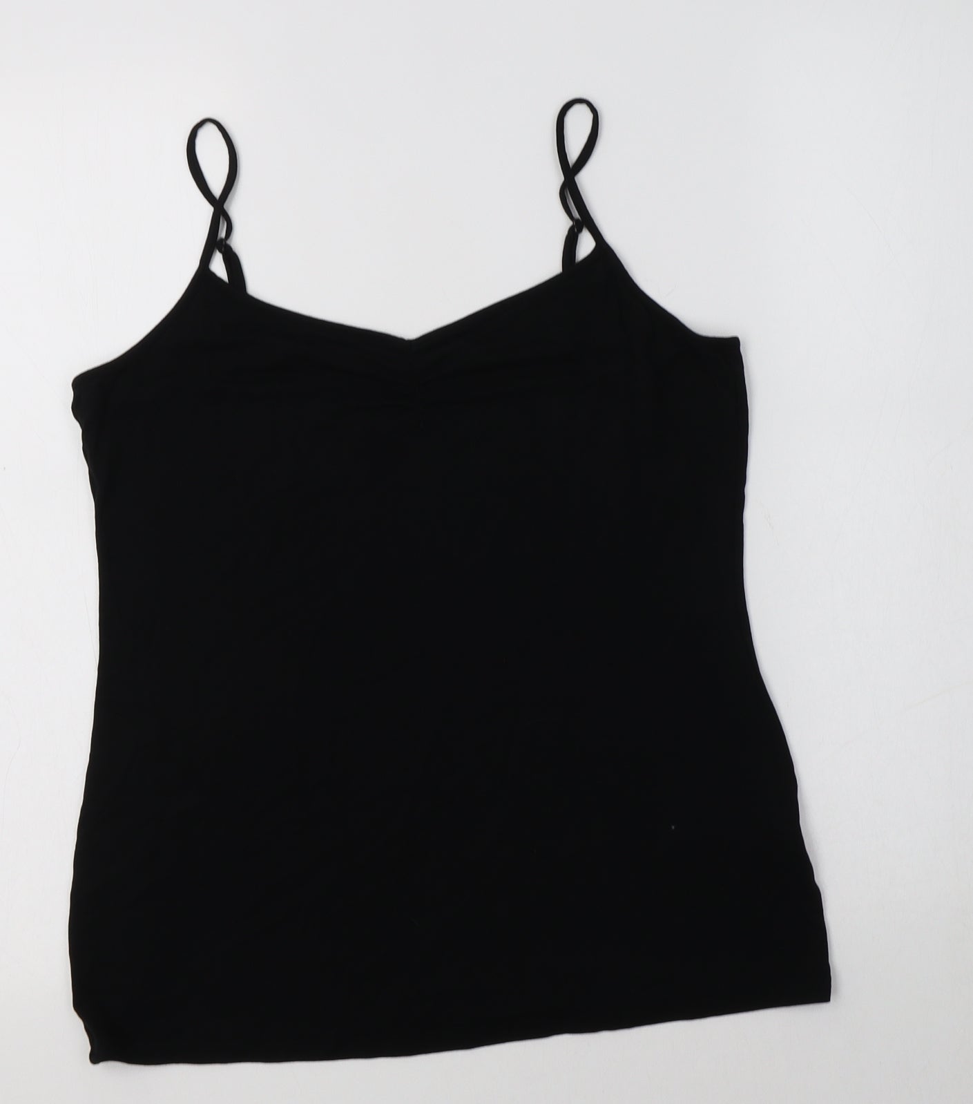 M&S Womens Black  Viscose Camisole Tank Size 14 V-Neck