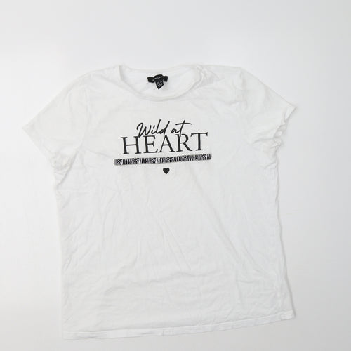 New Look Womens White  Cotton Basic T-Shirt Size 14 Crew Neck - Wild At Heart