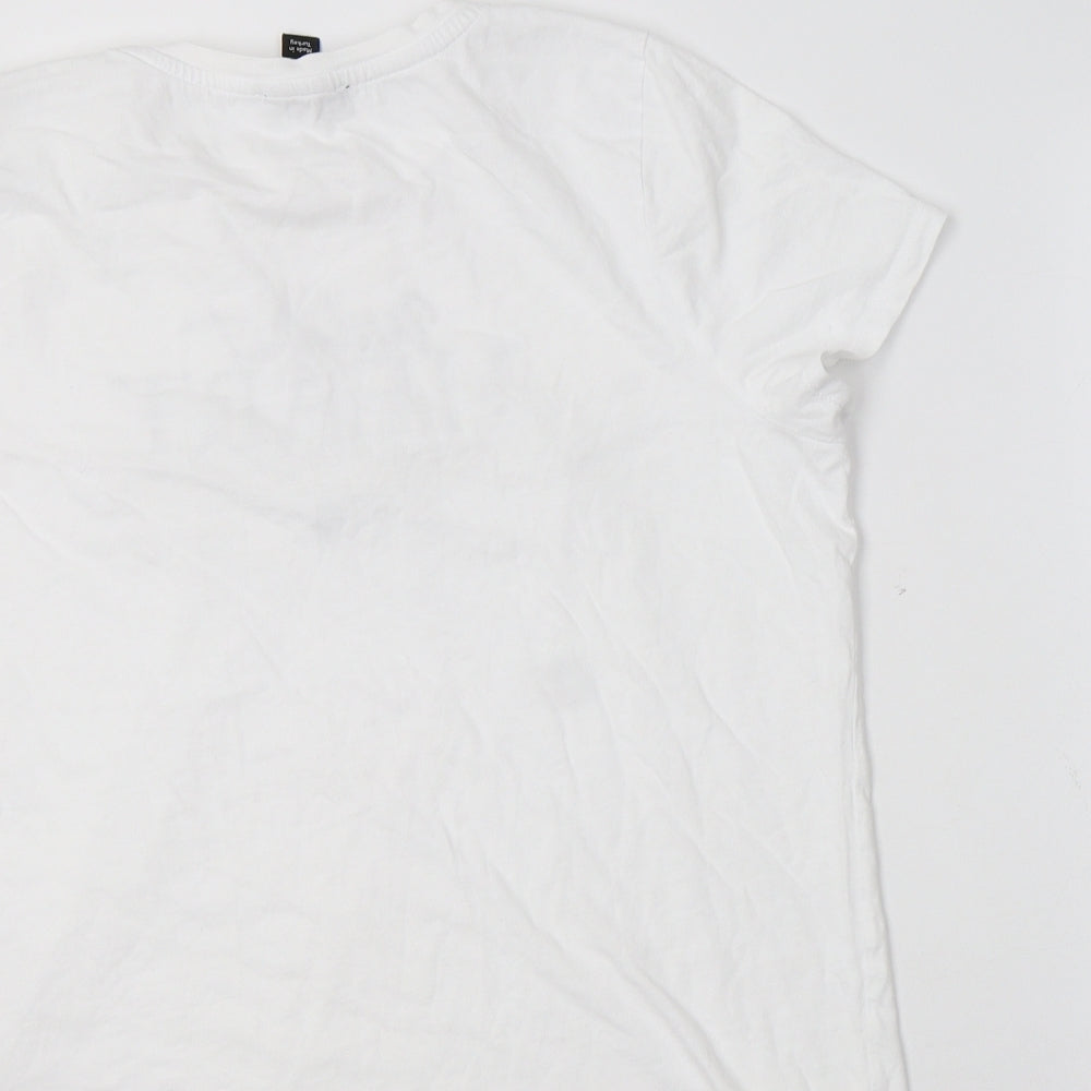 New Look Womens White  Cotton Basic T-Shirt Size 14 Crew Neck - Wild At Heart
