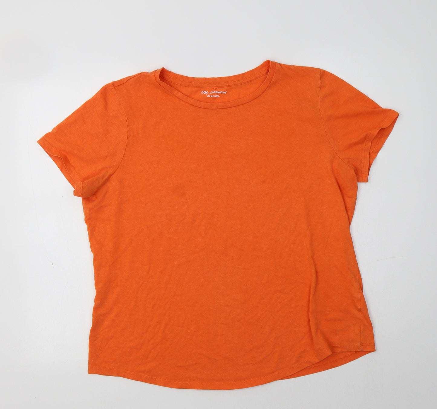 George Womens Orange  Cotton Basic T-Shirt Size 16 Crew Neck