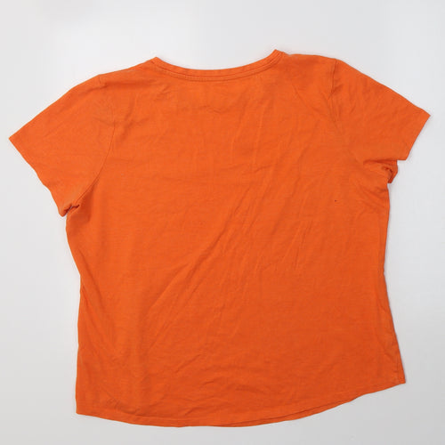 George Womens Orange  Cotton Basic T-Shirt Size 16 Crew Neck