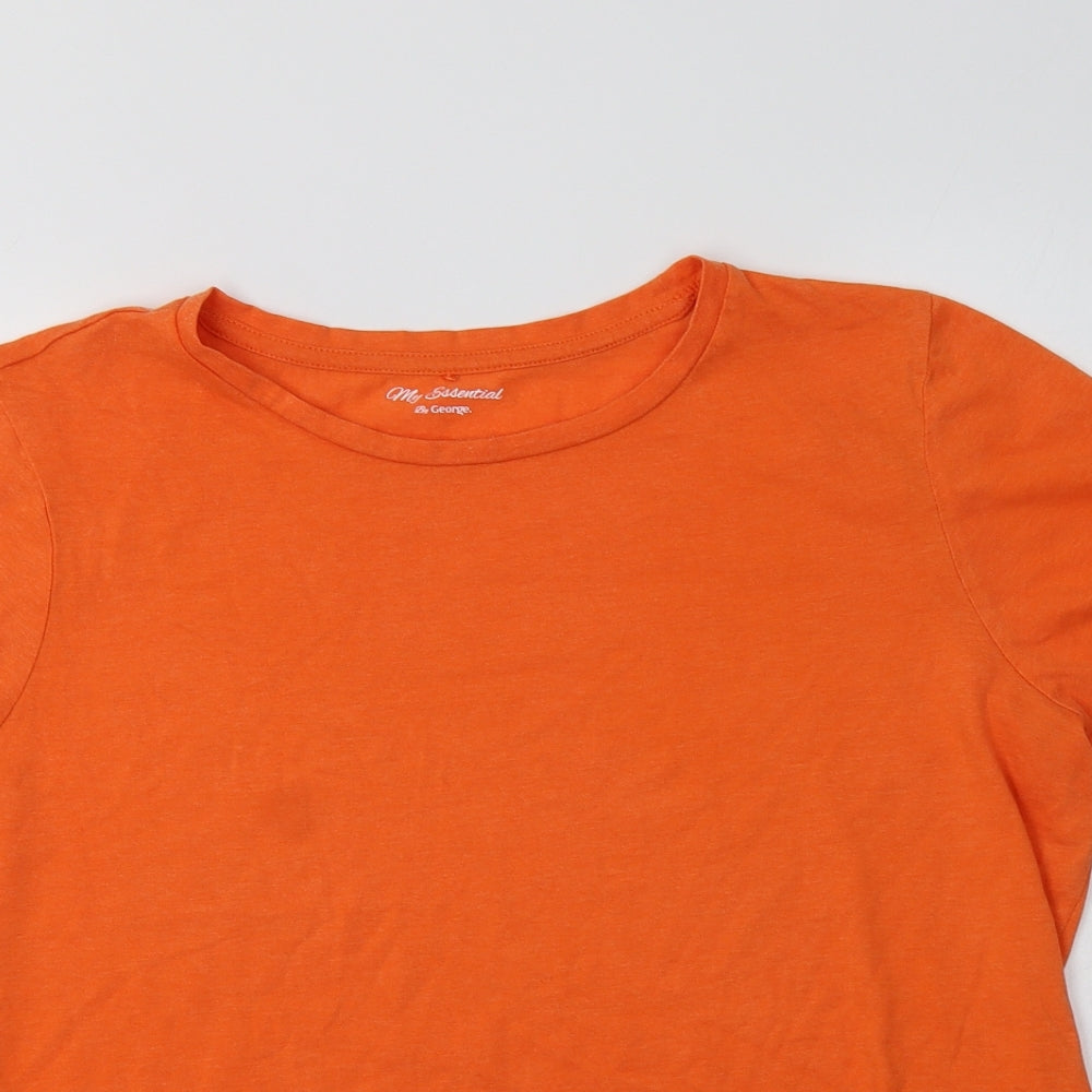 George Womens Orange  Cotton Basic T-Shirt Size 16 Crew Neck
