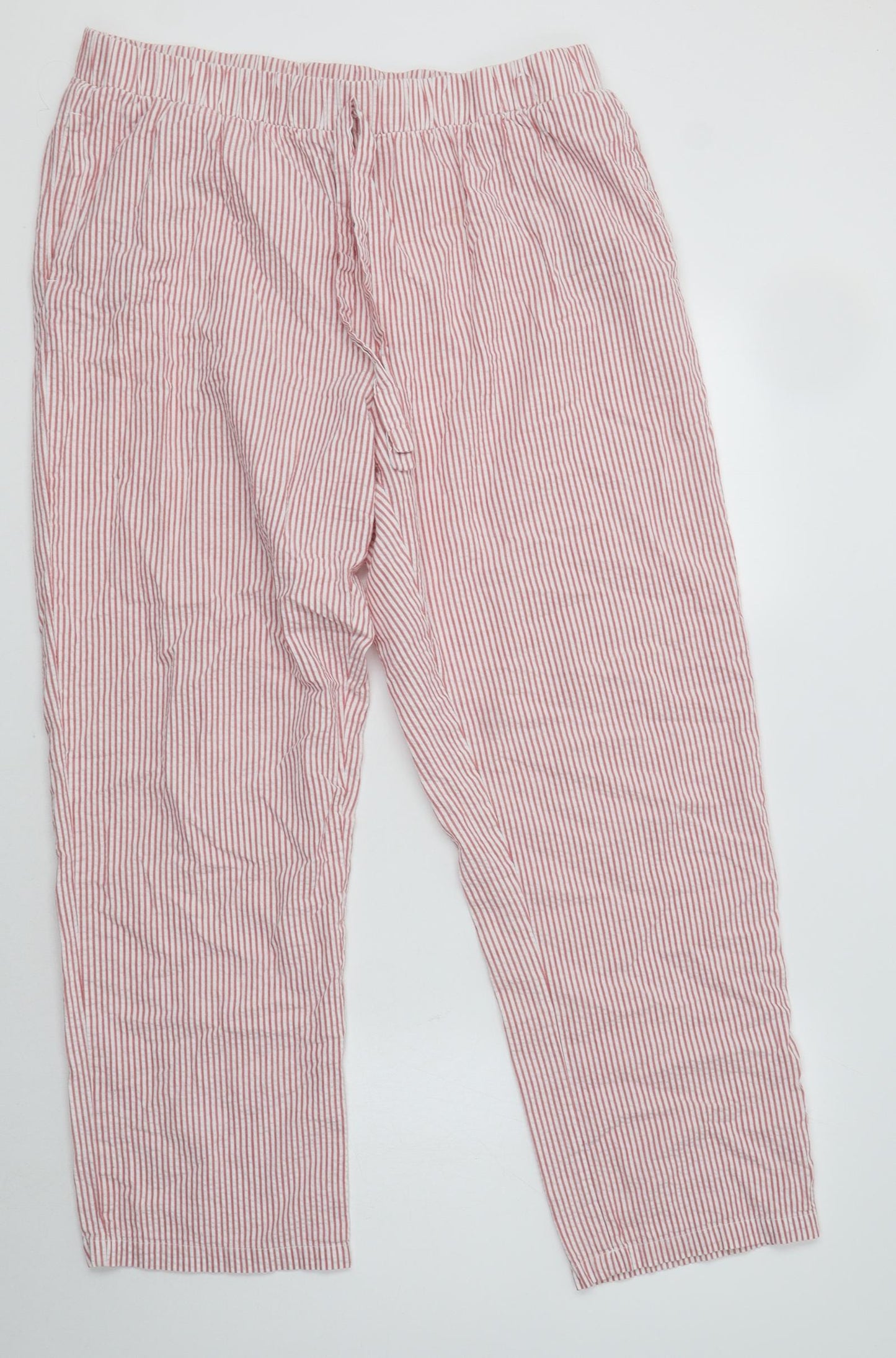Primark Womens Pink Striped Cotton  Pyjama Pants Size L