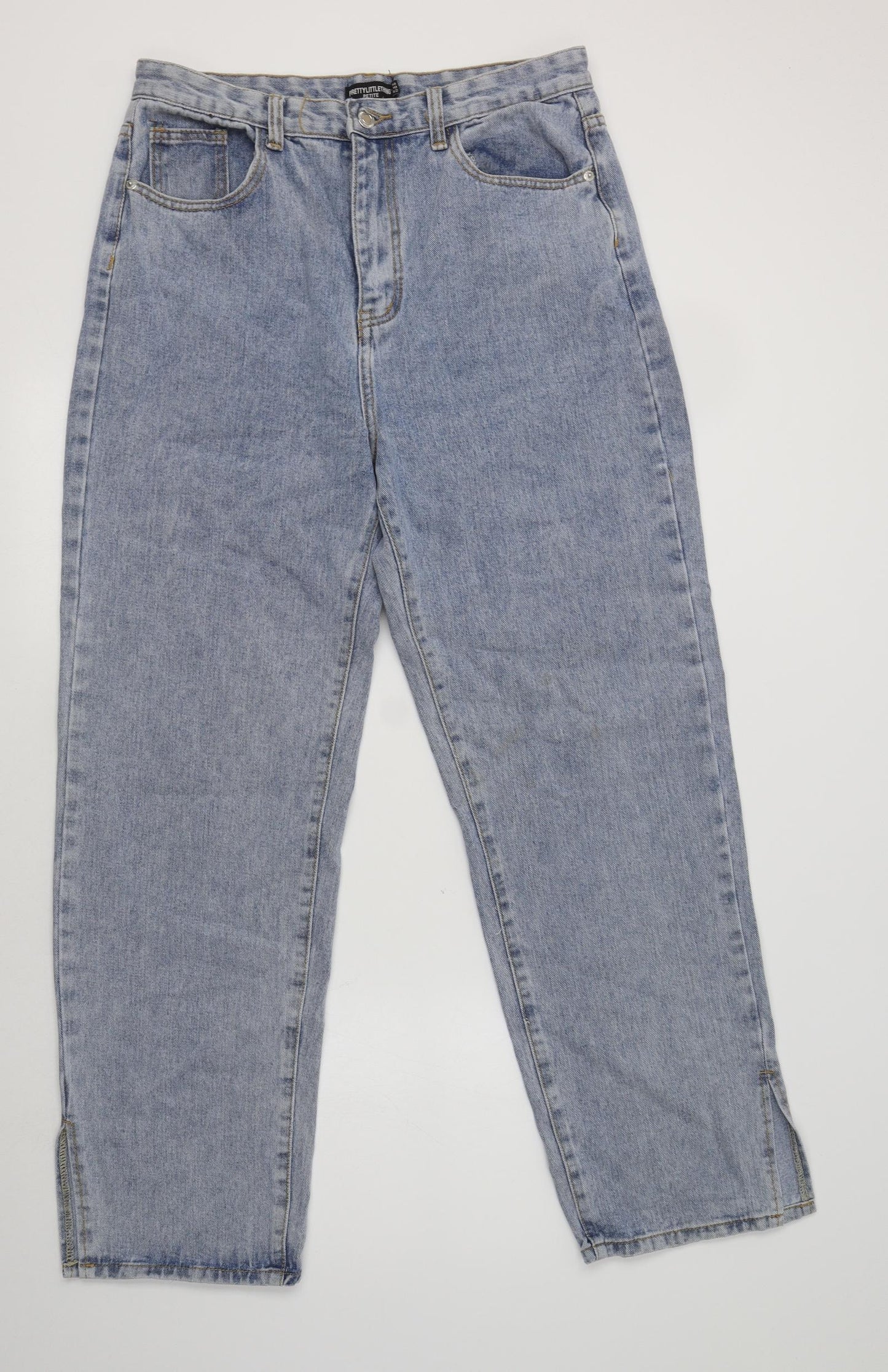 PRETTYLITTLETHING Womens Blue  Cotton Mom Jeans Size 14 L31 in Regular