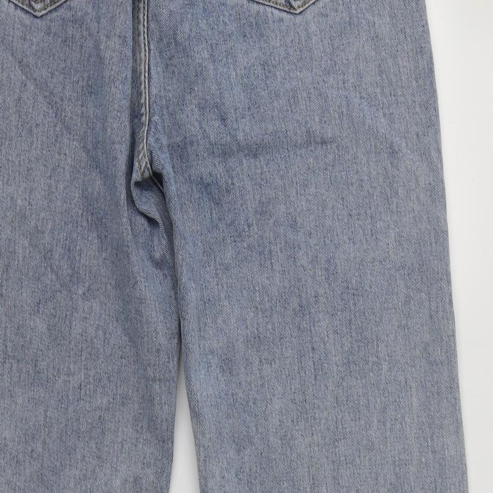 PRETTYLITTLETHING Womens Blue  Cotton Mom Jeans Size 14 L31 in Regular