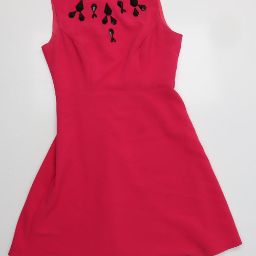 F&F Womens Pink  Polyester Fit & Flare  Size 12  Round Neck