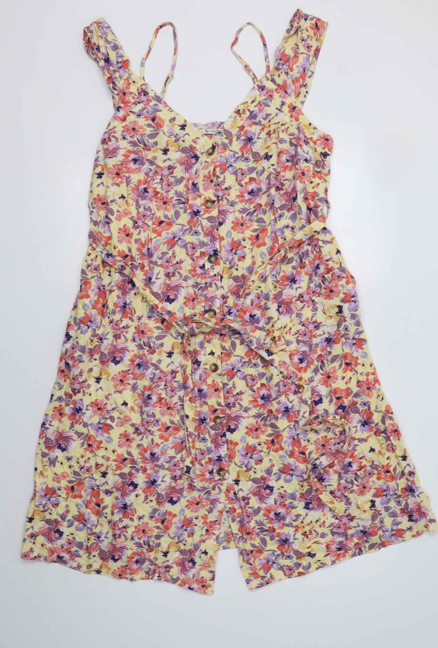 TU Womens Multicoloured Floral Viscose Shirt Dress  Size 18  V-Neck