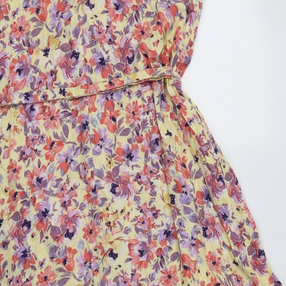 TU Womens Multicoloured Floral Viscose Shirt Dress  Size 18  V-Neck