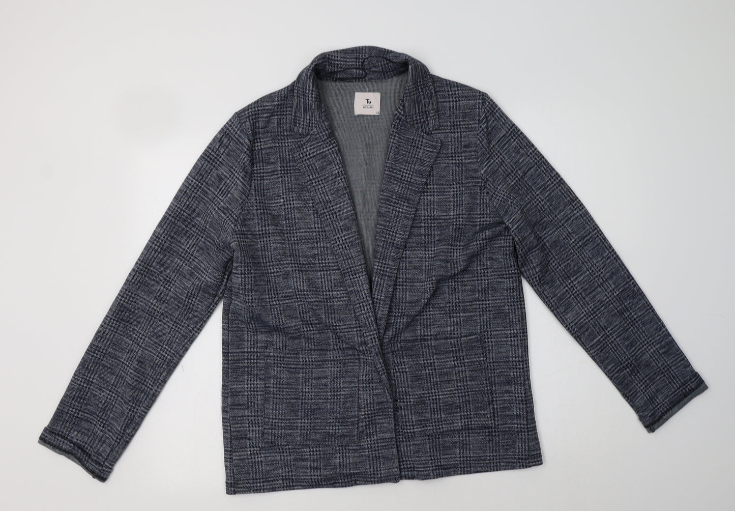 TU Womens Blue Check  Jacket Blazer Size 12