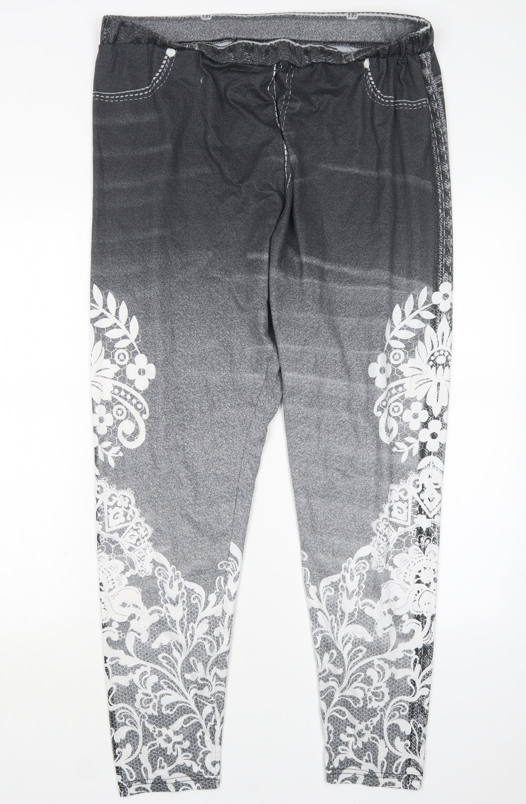 SheIn Womens Multicoloured Floral Polyester Jogger Leggings Size 3XL L28 in
