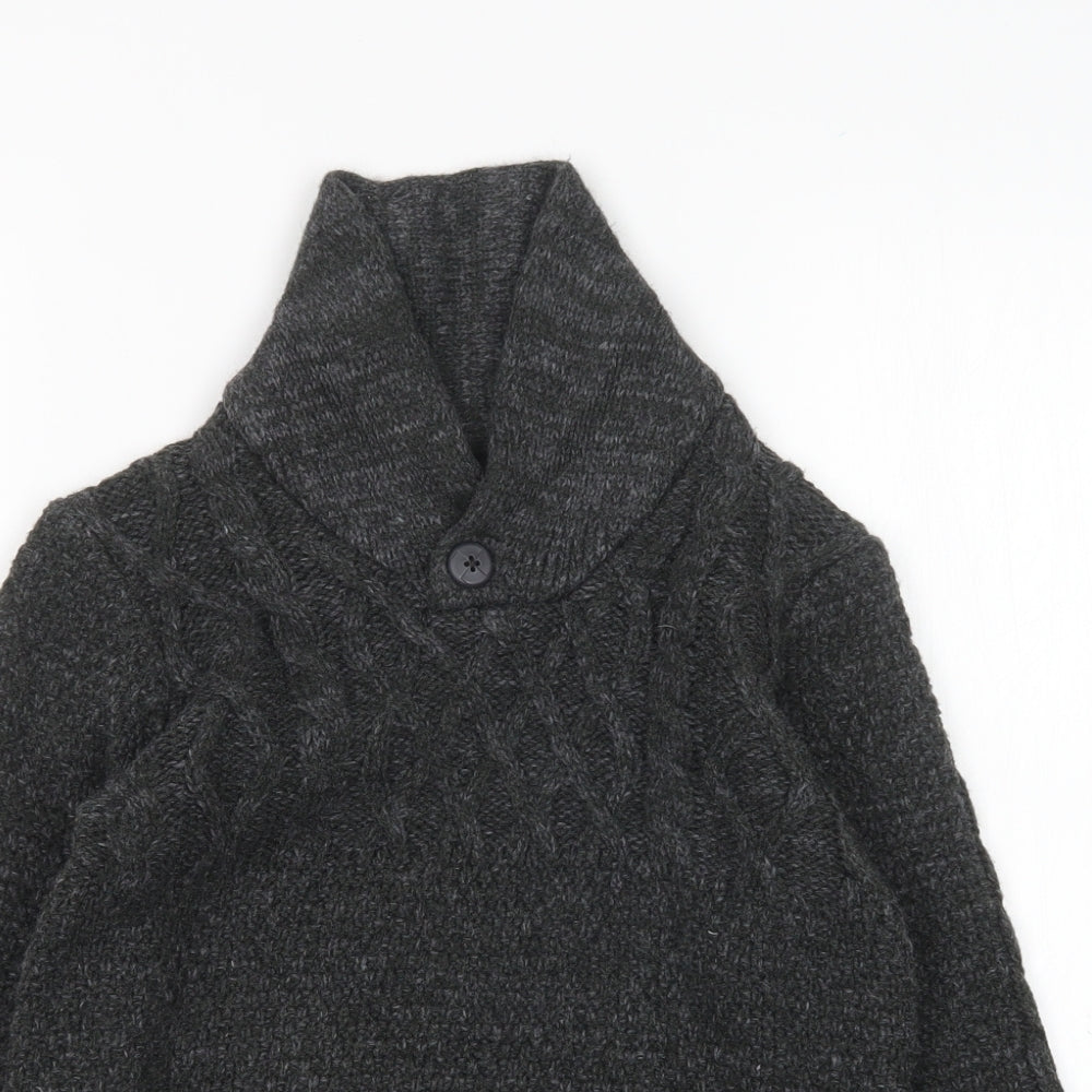 Primark Boys Grey V-Neck  Acrylic Pullover Jumper Size 9-10 Years