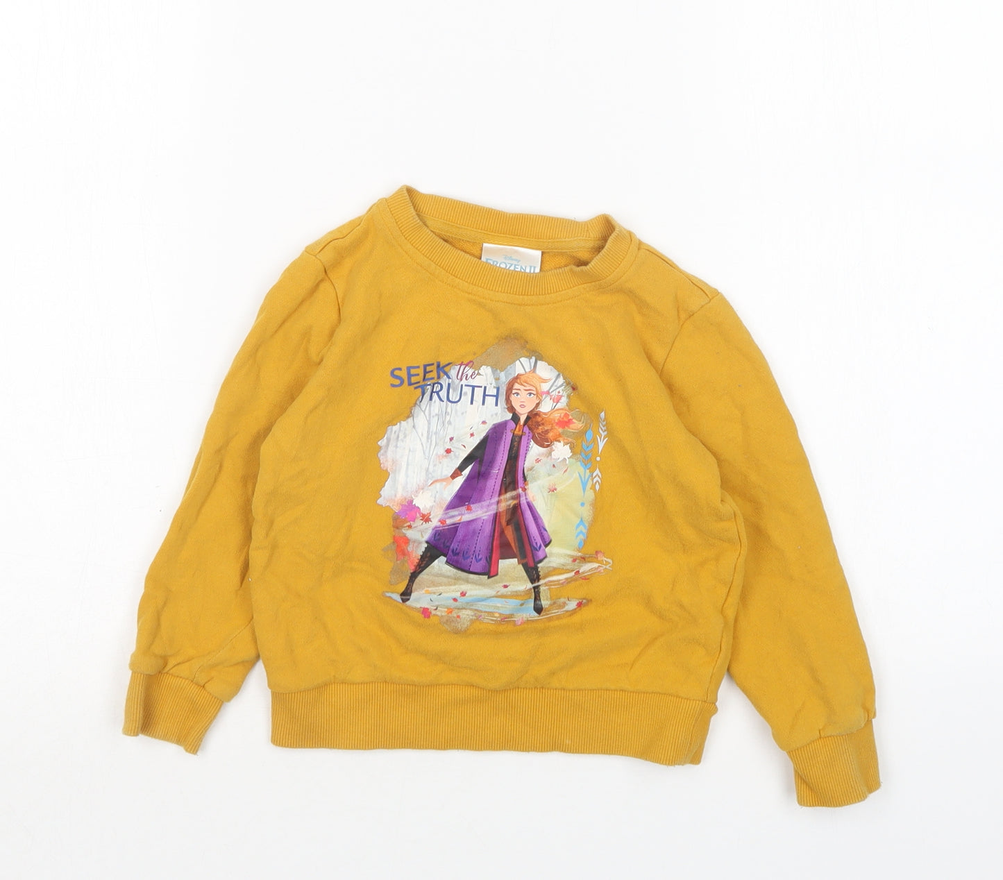 Baleno Girls Yellow  Cotton Pullover Sweatshirt Size 5 Years   - Frozen