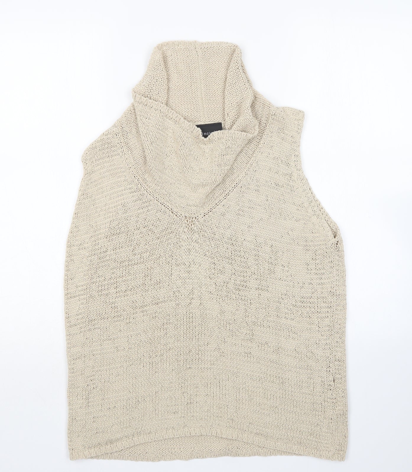 Principles Womens Beige Roll Neck  Acrylic Vest Jumper Size 18
