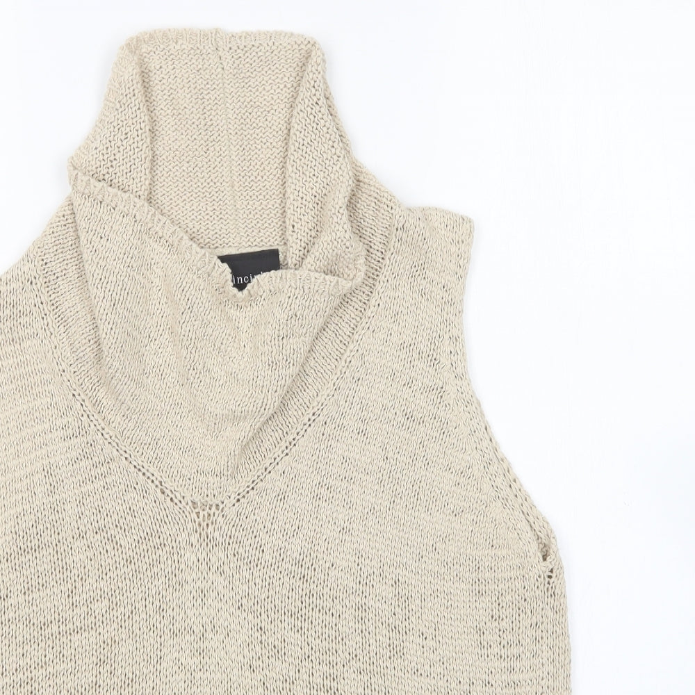 Principles Womens Beige Roll Neck  Acrylic Vest Jumper Size 18