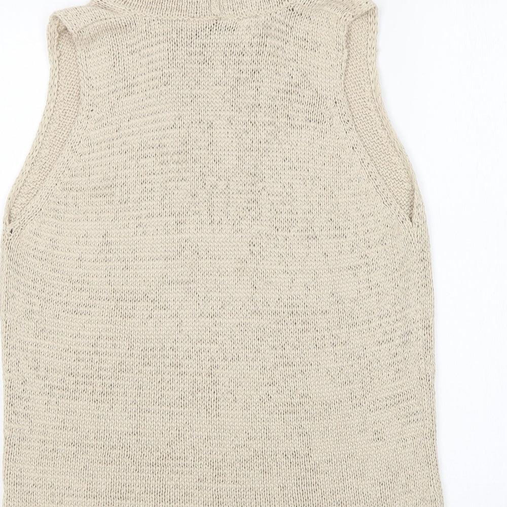 Principles Womens Beige Roll Neck  Acrylic Vest Jumper Size 18