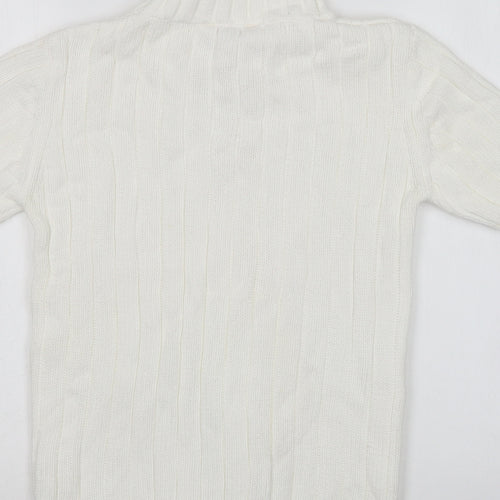 Lee Cooper Womens White V-Neck  Cotton Pullover Jumper Size S