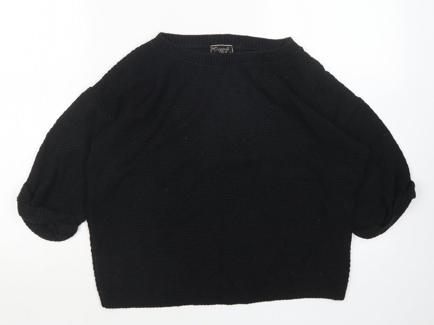 Preworn Womens Black Round Neck  Acrylic Pullover Jumper Size S