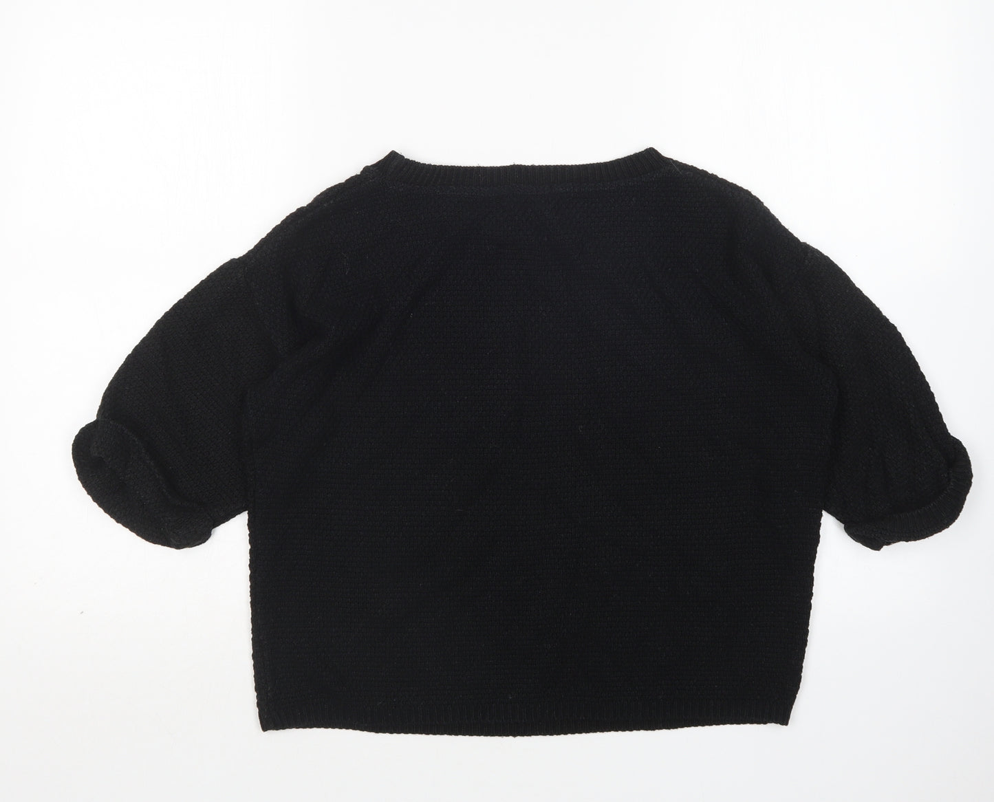 Preworn Womens Black Round Neck  Acrylic Pullover Jumper Size S