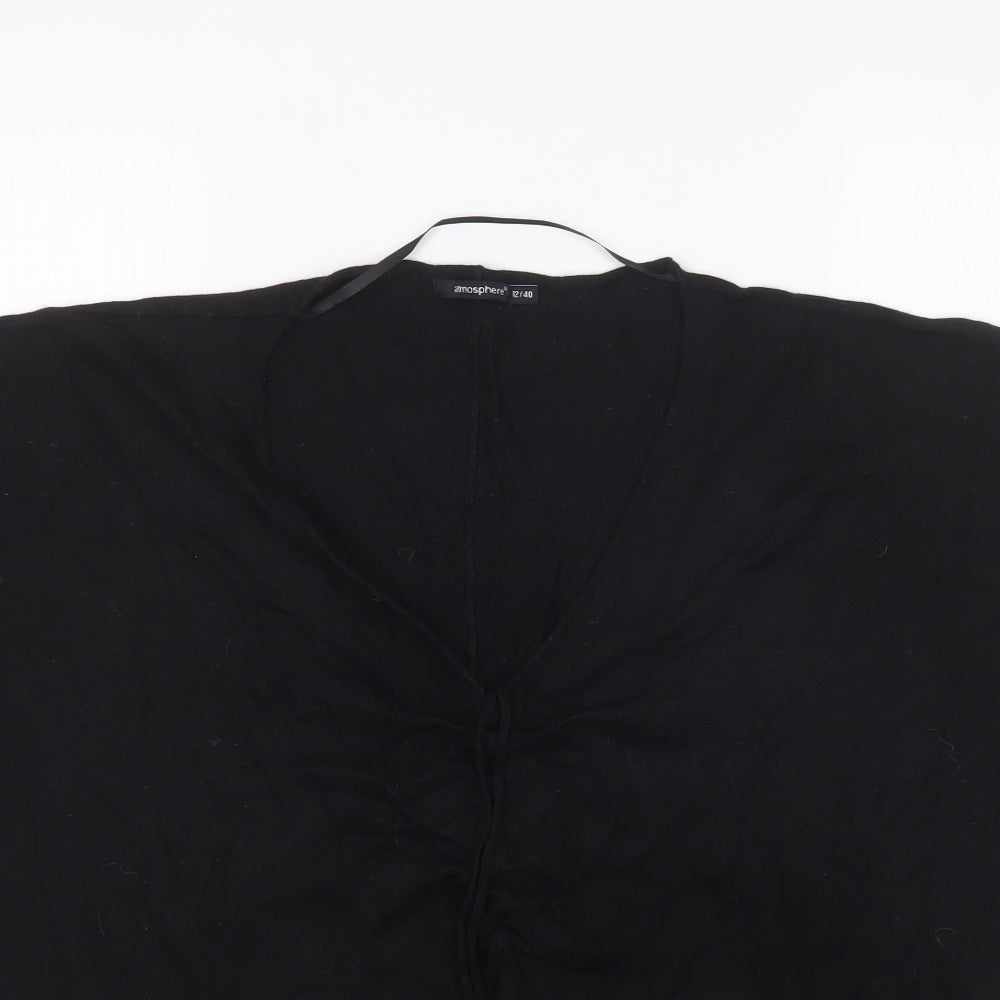 Atmosphere Womens Black V-Neck  Viscose Pullover Jumper Size 12