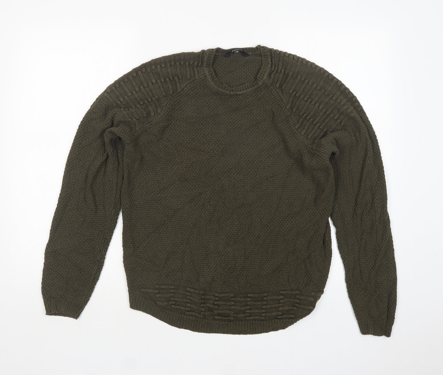 PEP&CO Mens Green Round Neck  Acrylic Pullover Jumper Size M