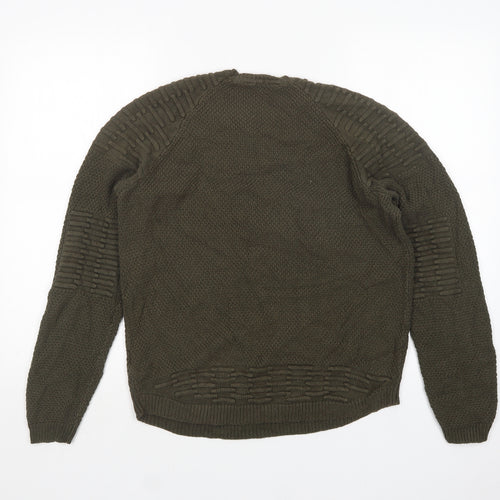 PEP&CO Mens Green Round Neck  Acrylic Pullover Jumper Size M