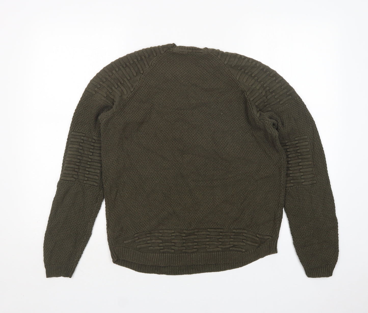PEP&CO Mens Green Round Neck  Acrylic Pullover Jumper Size M