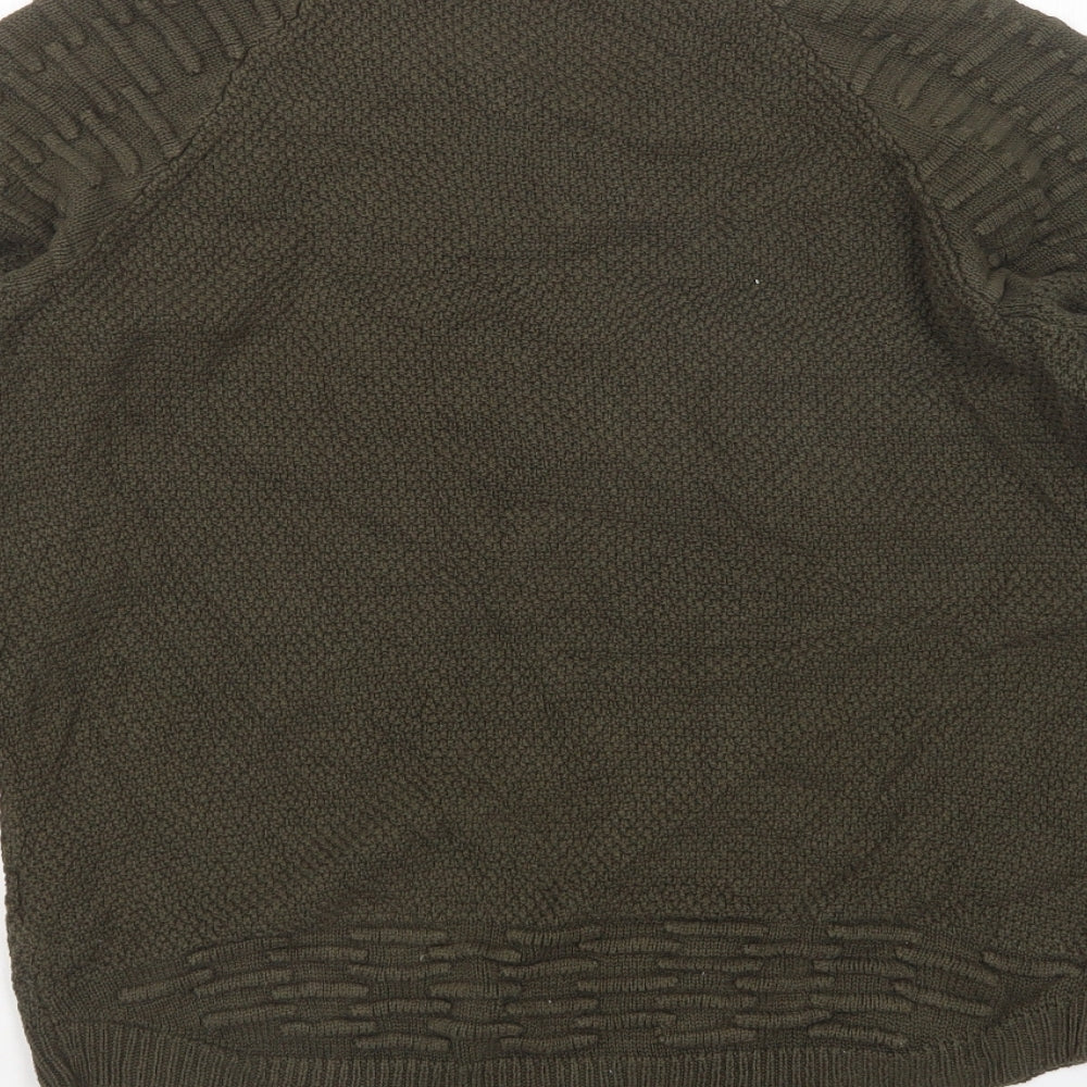 PEP&CO Mens Green Round Neck  Acrylic Pullover Jumper Size M