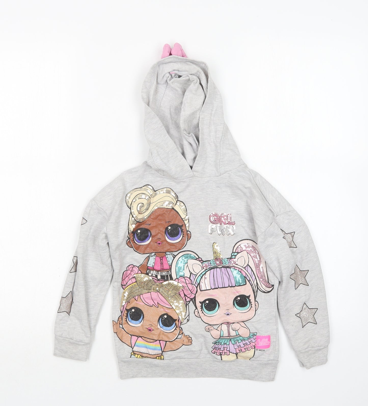 Primark Girls Grey  Cotton Pullover Hoodie Size 6-7 Years   - LOL Surprise
