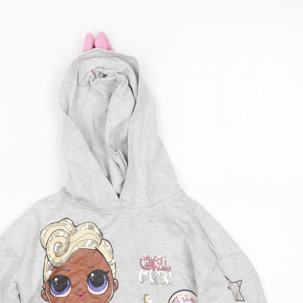 Primark Girls Grey  Cotton Pullover Hoodie Size 6-7 Years   - LOL Surprise