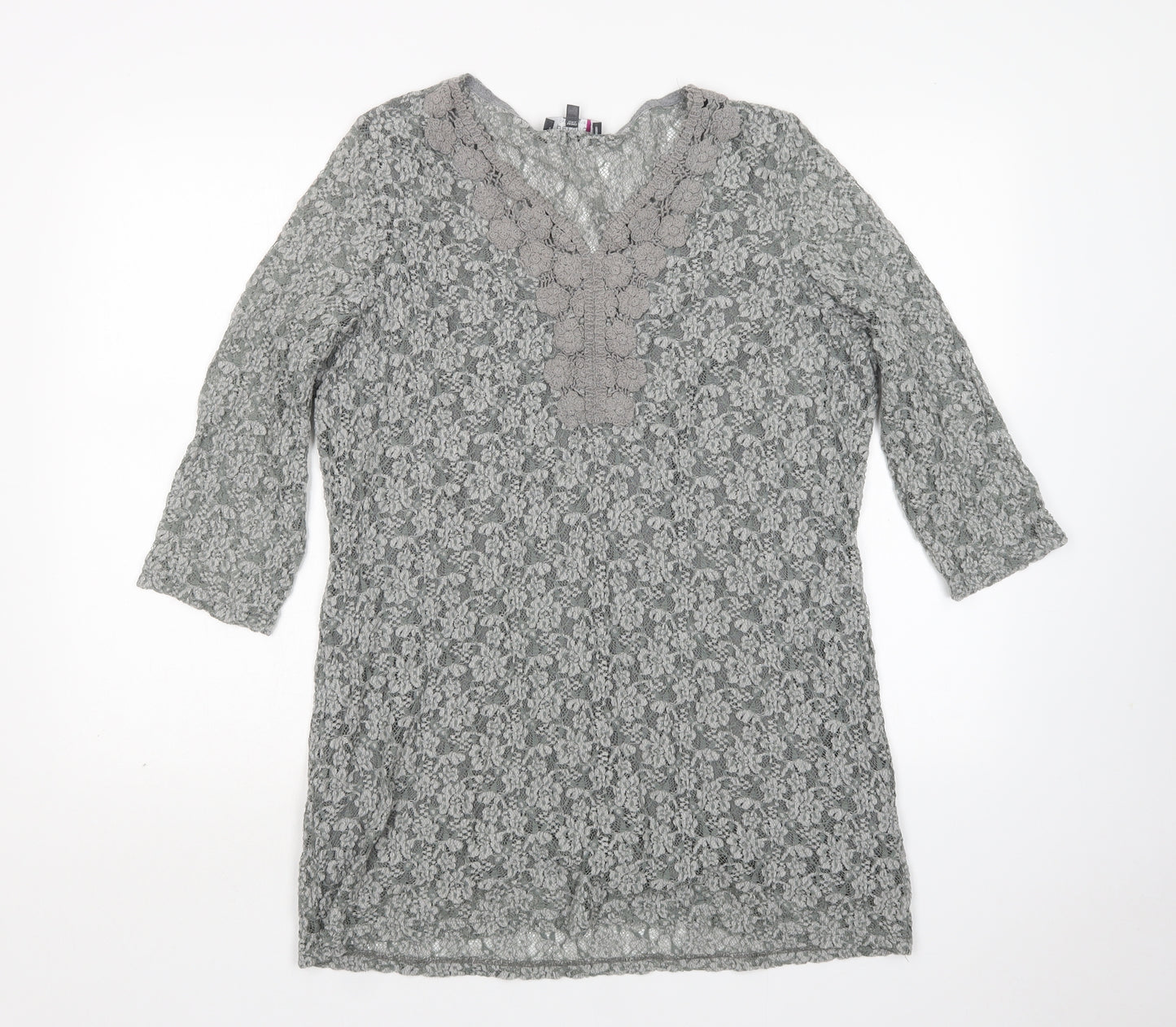 Per Una Womens Green Floral Viscose Basic Blouse Size 18 V-Neck