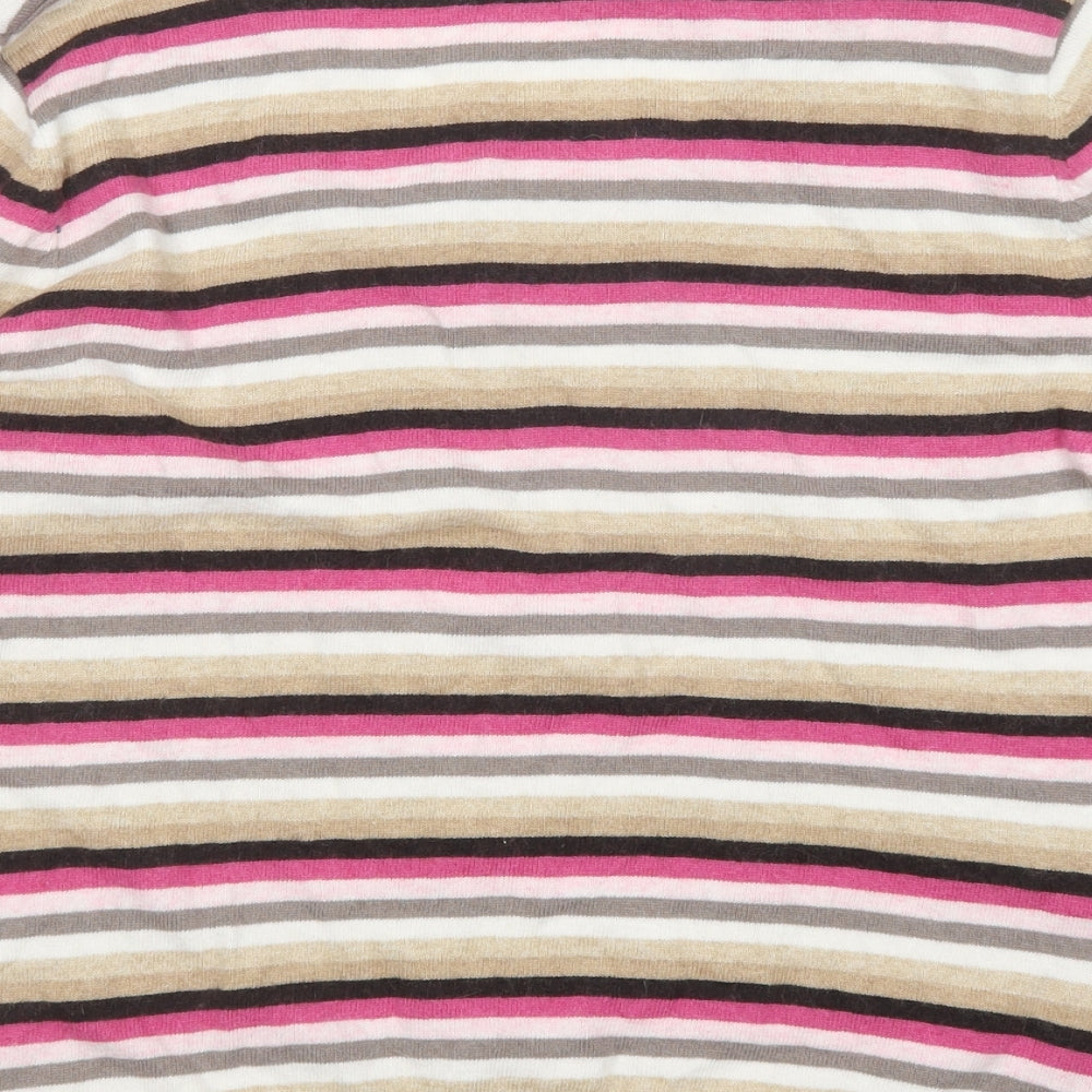 CC Womens Multicoloured Square Neck Striped Cotton Pullover Jumper Size XL