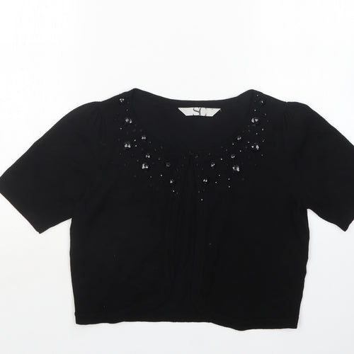 BHS Womens Black Round Neck  Viscose Cardigan Jumper Size 12