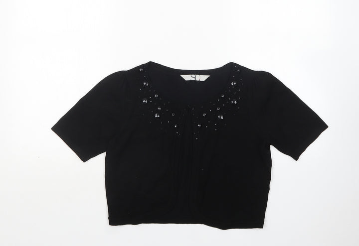 BHS Womens Black Round Neck Viscose Cardigan Jumper Size 12
