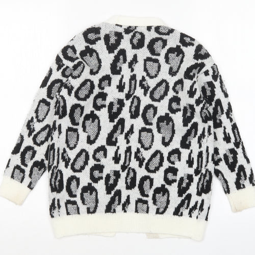 George Girls Multicoloured V-Neck Animal Print Acrylic Cardigan Jumper Size 6-7 Years
