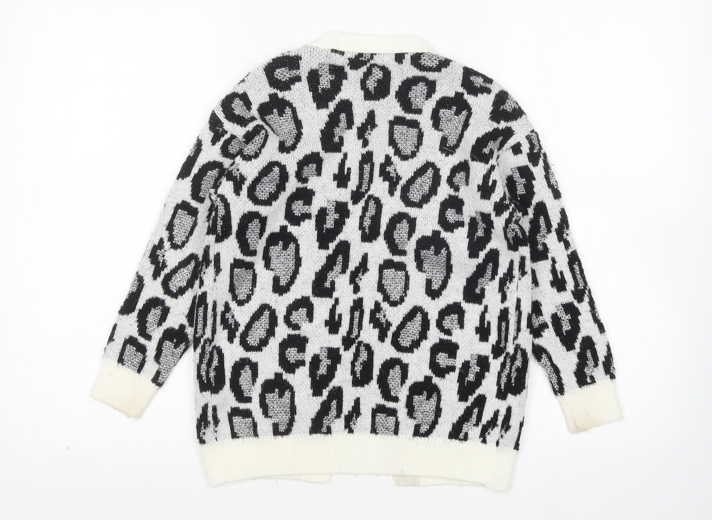 George Girls Multicoloured V-Neck Animal Print Acrylic Cardigan Jumper Size 6-7 Years