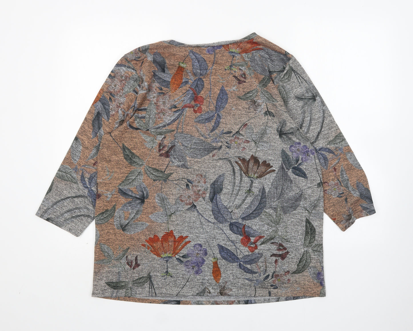 Tru Womens Multicoloured Round Neck Floral Polyester Pullover Jumper Size 16