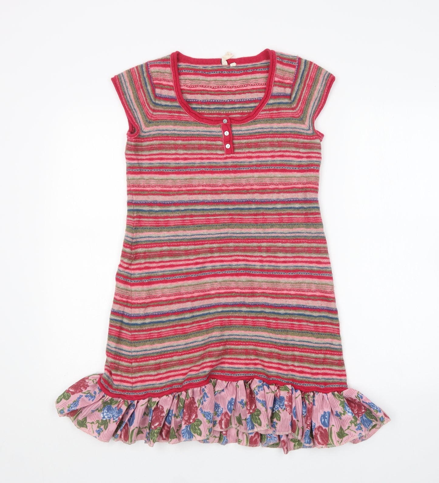 White Stuff Womens Multicoloured Striped Viscose Jumper Dress  Size 12  Round Neck