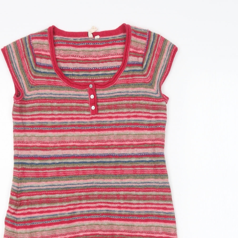 White Stuff Womens Multicoloured Striped Viscose Jumper Dress  Size 12  Round Neck